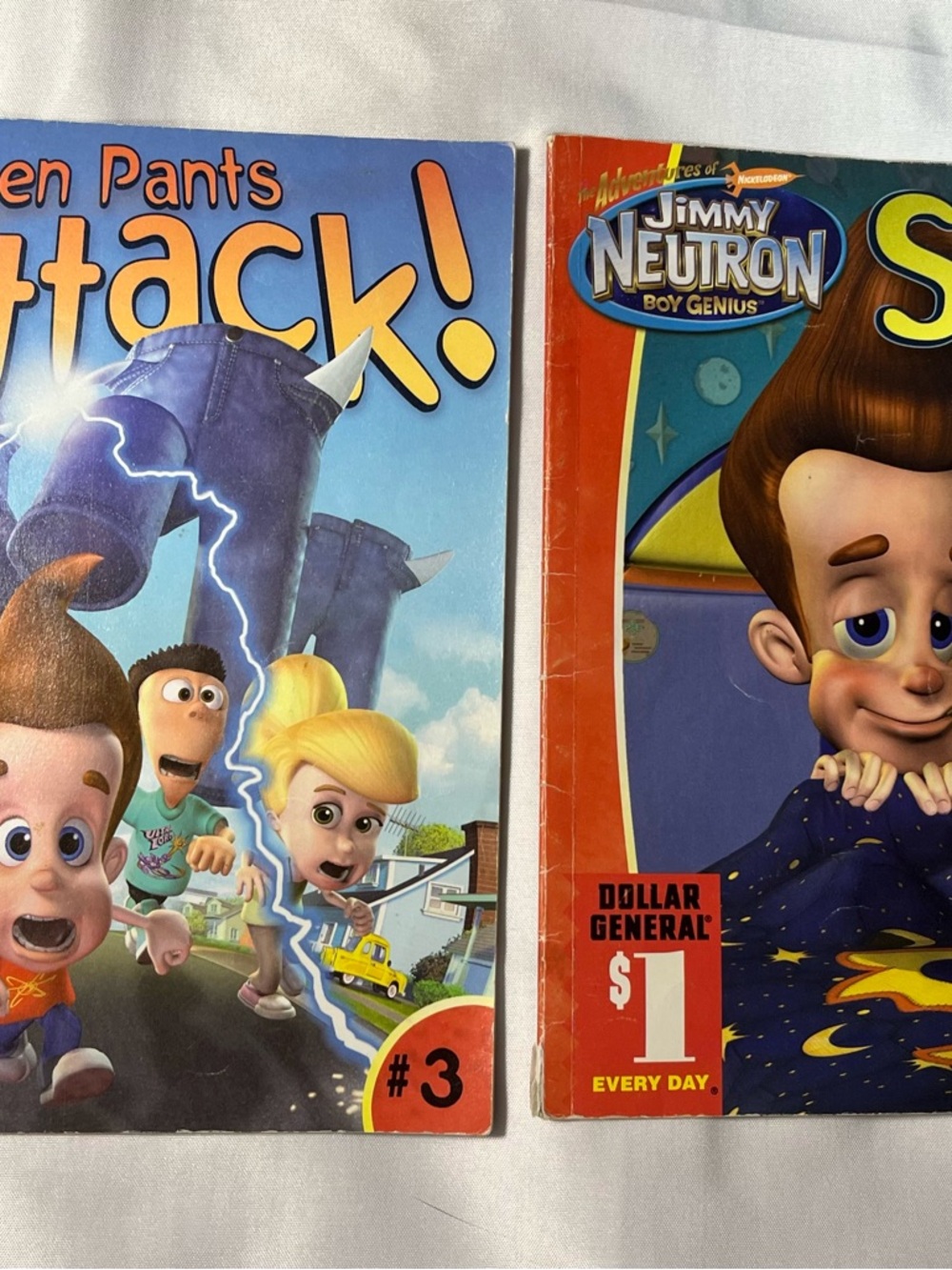 Vintage 2003 Jimmy Neutron When Pants Attack & Sick Day PB Books Lot Nickelodeon